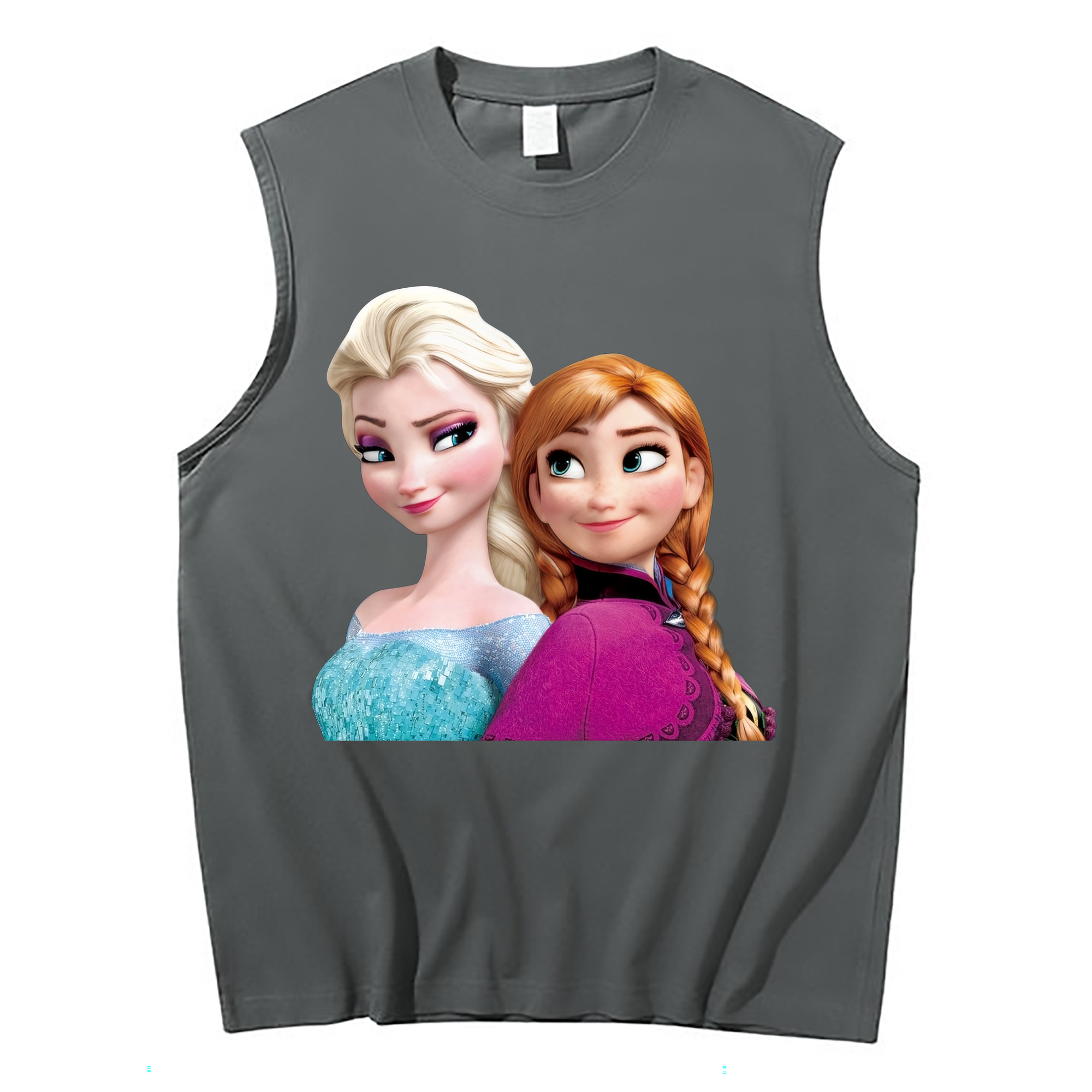 （画像用） アナと雪の女王 アンナ エルサ Frozen Anna Elsa コットン100％タンクトップ（フロントプリント）